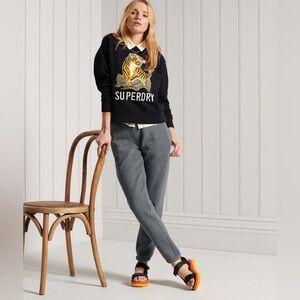 Superdry The Original Orange Label Classic Joggers SweatPants Sz 4 Gray NWOT